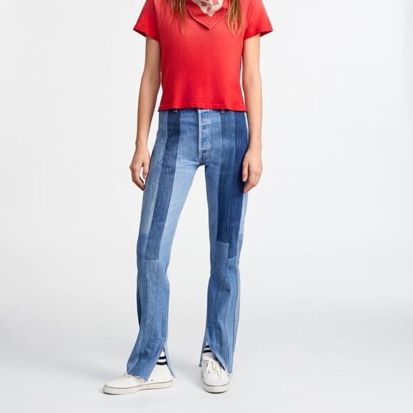 NWT RE/DONE LEVI'S INDIGO 60'S PATCHED SKINNY BOOT CUT JEANS 28